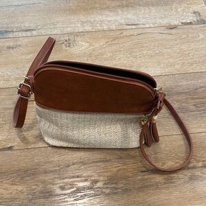 Brown and Tan Women's Crossbody Bag